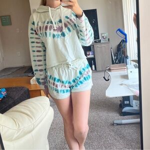 Mackinac island tie dye lounge set summer green and purple sz medium 100% cotton